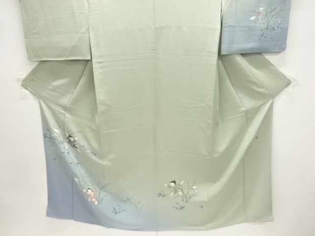  関口遼一作　手描き友禅童子に撫子・菫模様訪問着